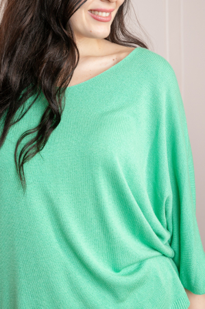 Bluza tricotata verde turcoaz cu maneci liliac [1]