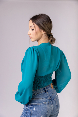 Bluza turcoaz cu maneci bufante [2]
