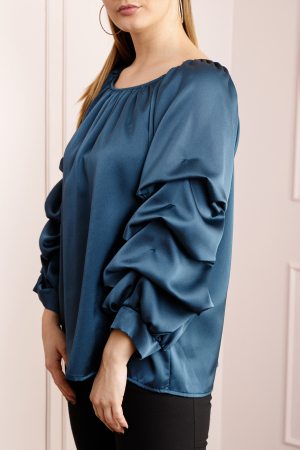 Bluza turcoaz eleganta cu maneci bufante [1]