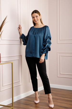 Bluza turcoaz eleganta cu maneci bufante [3]