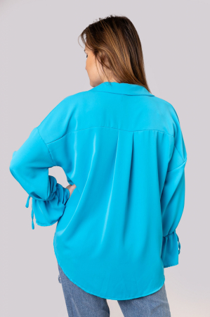Bluza turcoaz vaporoasa cu maneci clopot [2]