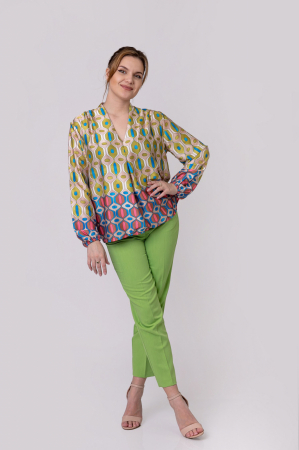 Bluza vaporoasa cu imprimeu verde olive [3]