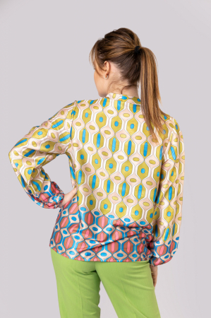 Bluza vaporoasa cu imprimeu verde olive [2]