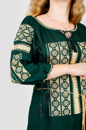 Bluza verde cu motiv floral auriu Doris 02 [1]