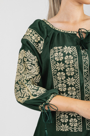 Bluza verde cu motiv floral auriu Naomi 01 [1]