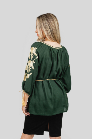 Bluza verde cu motiv floral auriu Taisia 02 [2]
