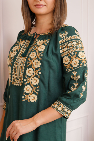 Bluza verde cu motiv floral crem Iolanda 01 [1]