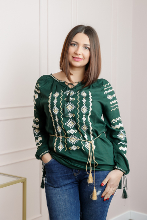 Bluza verde cu motiv geometric auriu Carmina 03 [2]