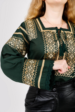 Bluza verde cu motiv geometric auriu Dora 02 [1]