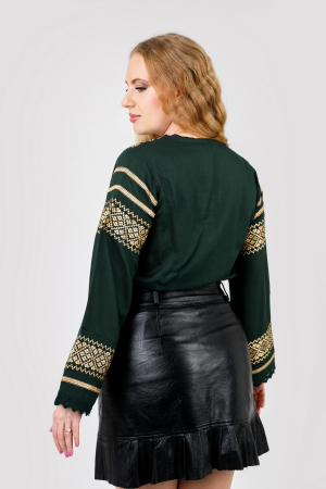 Bluza verde cu motiv geometric auriu Dora 02 [2]