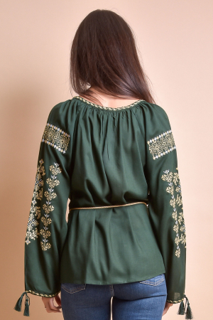 Bluza verde cu motiv geometric auriu Melissa 04 - maneca lunga [7]