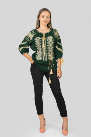 Bluza verde cu motiv geometric auriu Maia 02 [3]