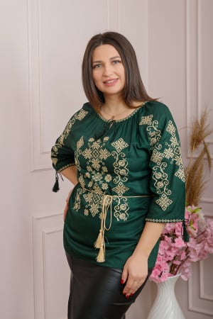 Bluza verde cu motiv geometric auriu Nadina [2]