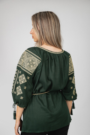 Bluza verde cu motiv geometric auriu Sonia [2]