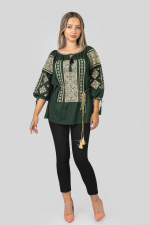 Bluza verde cu motiv geometric auriu Sonia [3]