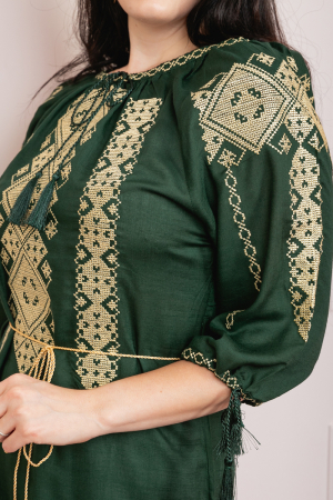 Bluza verde cu motiv geometric crem Marlena 02 [1]