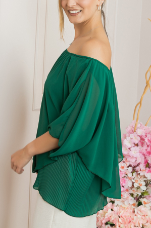 Bluza verde din voal cu maiou plisat [1]