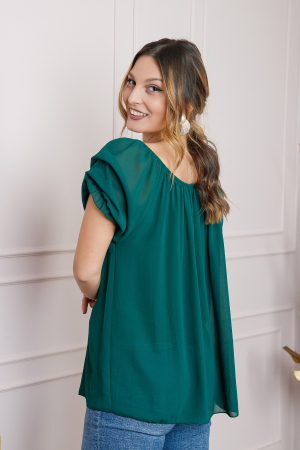 Bluza verde din voal cu maneci bufante [2]