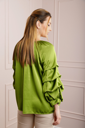 Bluza verde fistic eleganta cu maneci bufante [2]
