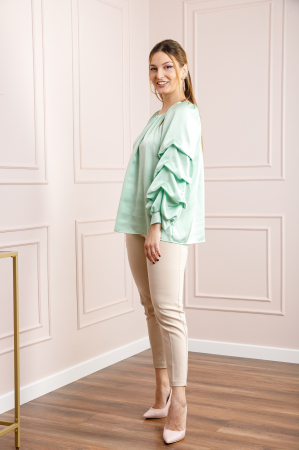 Bluza verde mint eleganta cu maneci bufante [3]