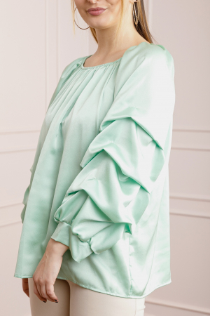 Bluza verde mint eleganta cu maneci bufante [1]