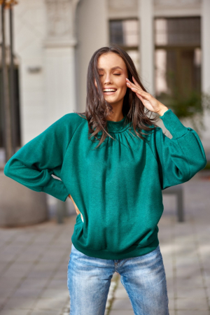 Bluza verde oversized cu maneci raglan [0]
