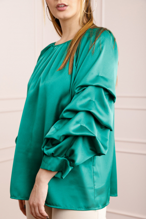 Bluza verde smarald eleganta cu maneci bufante [1]