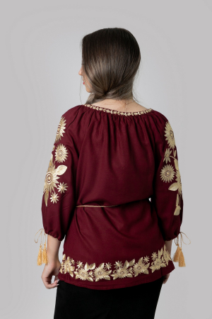 Bluza visinie cu motiv floral auriu Agnes 04 [2]