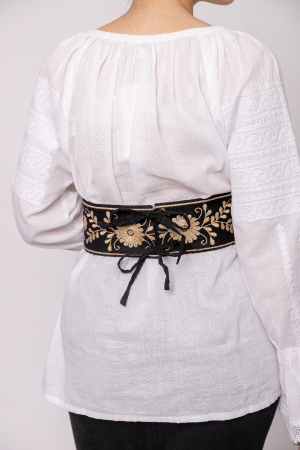 Brau traditional negru cu motiv floral auriu Eleonora [2]