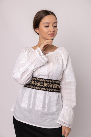 Brau traditional negru cu motiv floral auriu Elisabeta 01 [1]