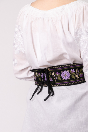 Brau traditional negru cu motiv floral mov Violeta 01 [2]