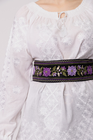 Brau traditional negru cu motiv floral mov Violeta 01 [0]