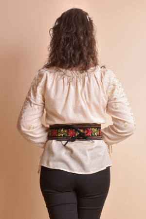 Brau traditional negru cu motiv floral multicolor Maria [6]