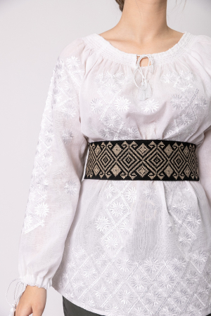 Brau traditional negru cu motiv geometric auriu Dora [0]