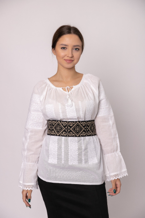 Brau traditional negru cu motiv geometric crem Georgiana [1]