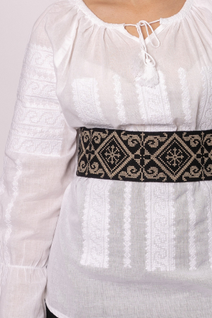 Brau traditional negru cu motiv geometric crem Georgiana [0]