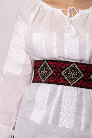 Brau traditional negru cu motiv geometric multicolor Darina [0]