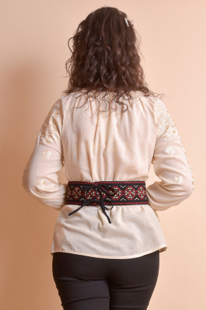 Brau traditional negru cu motiv geometric multicolor Doina [4]
