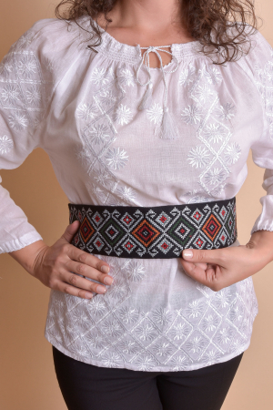 Brau traditional negru cu motiv geometric multicolor Iulia [1]