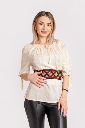 Brau traditional negru cu motiv geometric multicolor Zamfira 01 [1]