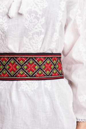 Brauri si marame - Brau traditional negru cu motiv geometric multicolor Zamfira 02