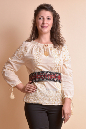 Brau traditional negru cu motiv geometric rosu Ana [2]