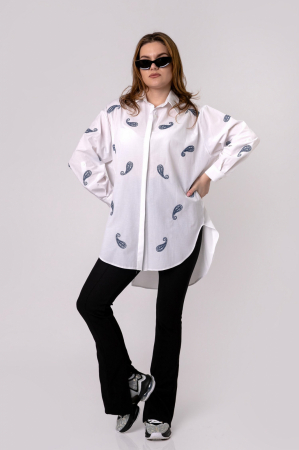 Camasa alba oversized cu nasturi ascunsi [4]