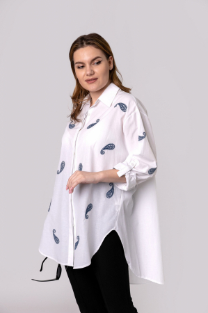 Camasa alba oversized cu nasturi ascunsi [0]