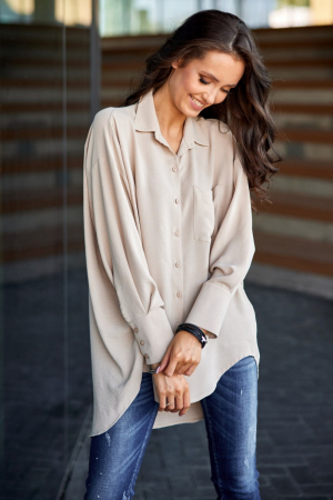 Camasa crem asimetrica cu maneci lungi [2]