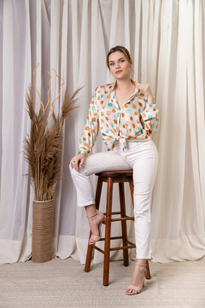 Camasa crem cu buline si nod in talie [4]