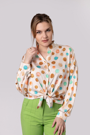 Camasa crem cu buline si nod in talie [0]