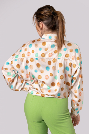 Camasa crem cu buline si nod in talie [2]