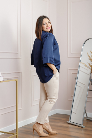 Camasa eleganta bleumarin cu lungime asimetrica [3]