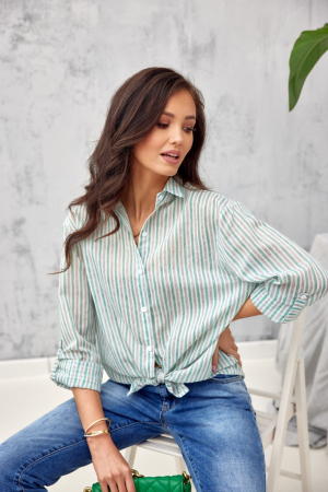 Camasa lejera cu dungi verde mint [1]